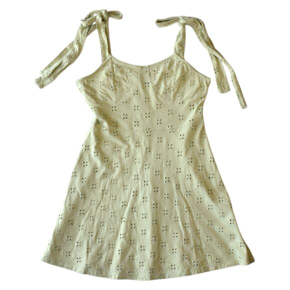 ASOS Design Light Sage Green Eyelet Cotton Skater Dress Size 6 - Picture 1 of 7